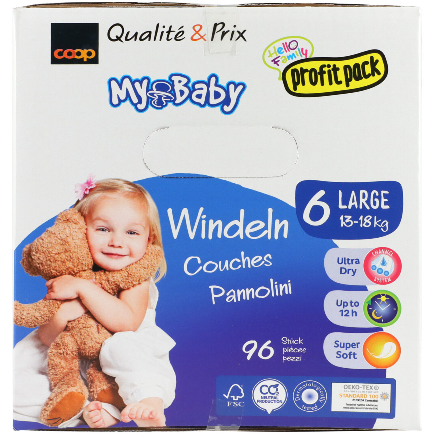 My Baby Windeln Grösse 6 Extra Large Profit Pack, 13-18kg, 96 Stück