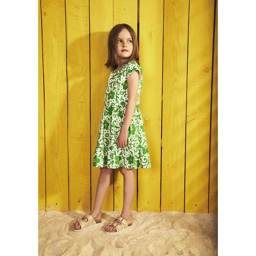 Robe portefeuille manches courtes imprimé floral pour fille - Blanc