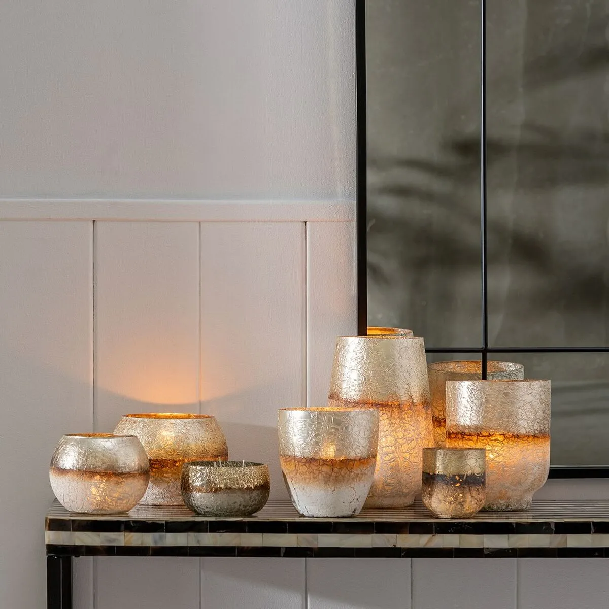 BigBuy Home Vase verre doré blanc