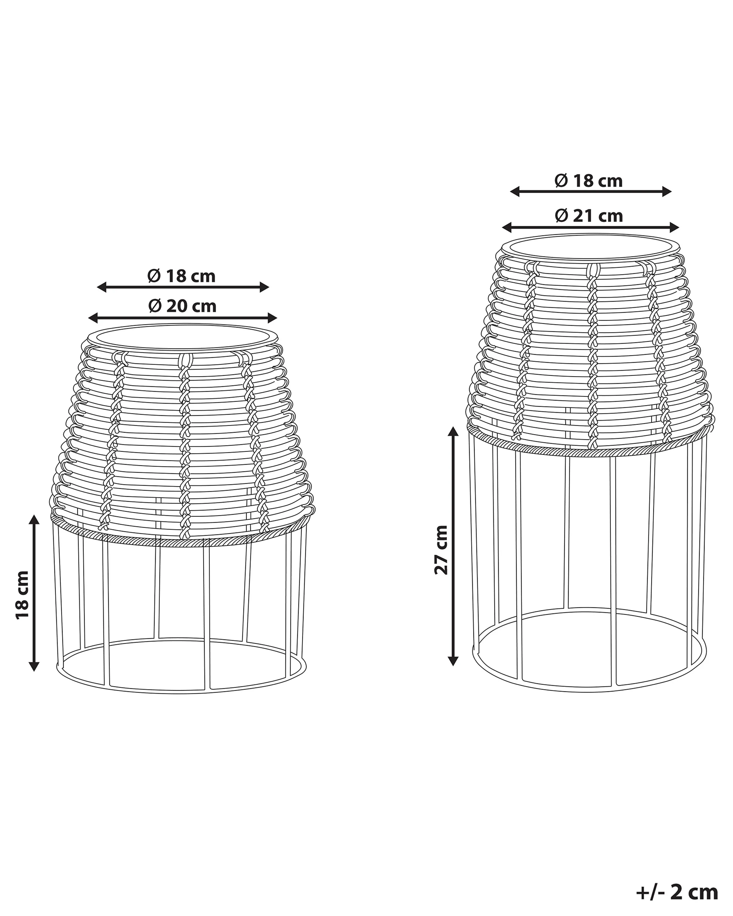 Set van 2 verhoogde bloempotten BORAGO PE rotan 20/21 cm Natuurlijk
