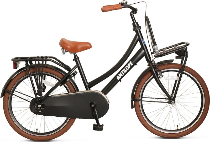 Antilope - Mini Cargo Transport - Meisjesfiets - Matzwart - 22 Inch