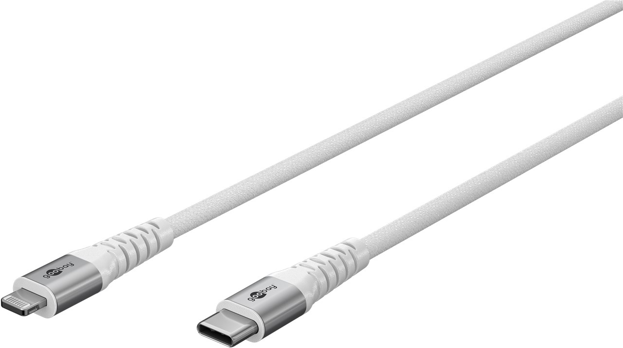 (3m) 60W MFi USB C auf Lightning Ladekabel Textil Datenkabel (74521) - Weiss