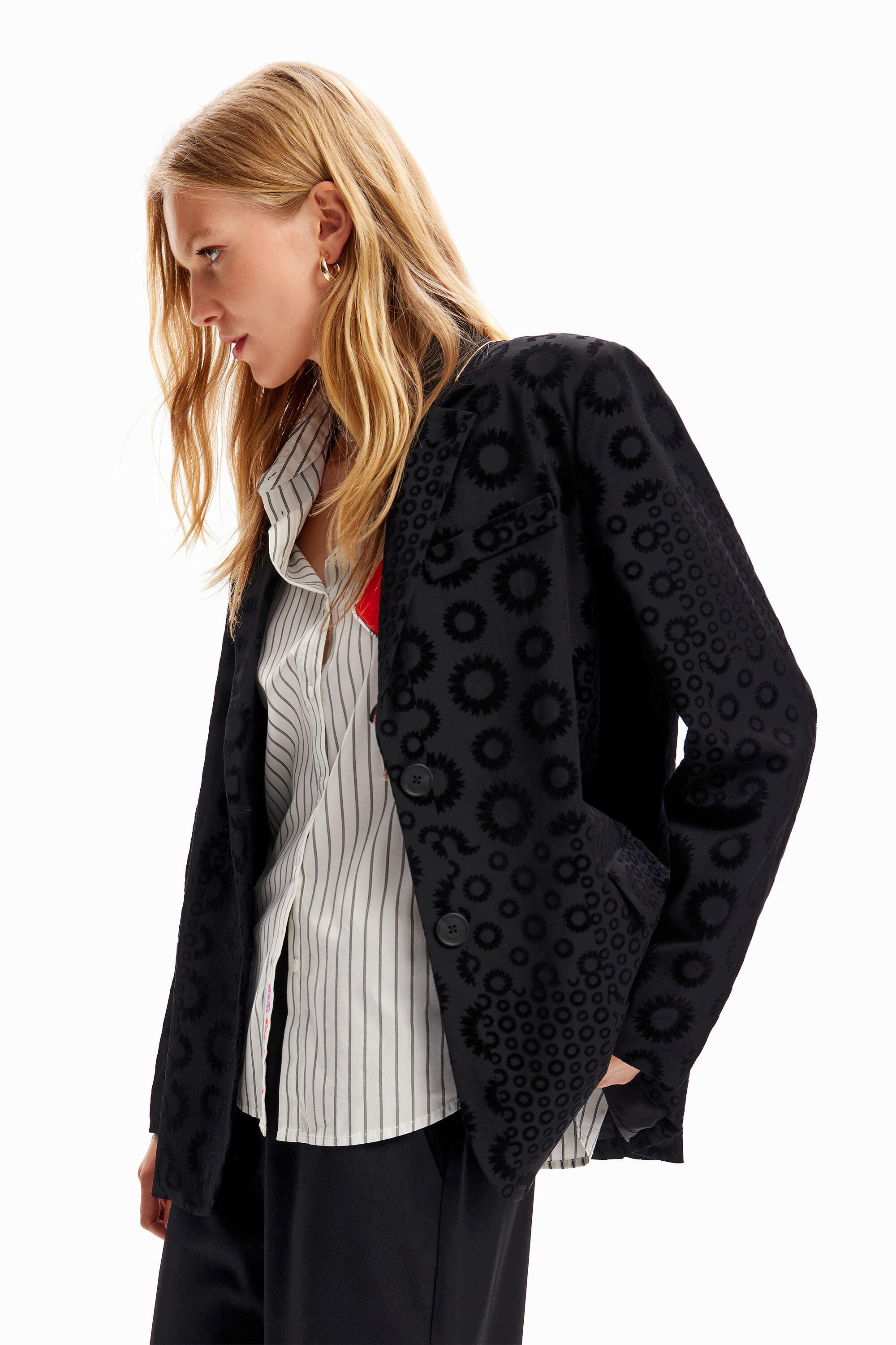 Blazer floqué géométrique