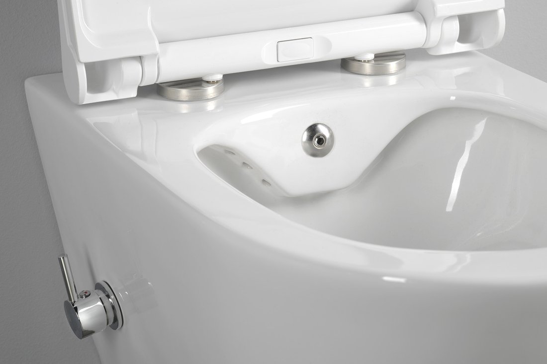 Sapho Avva randloos toilet met bidetspoeler en mengkraan wit
