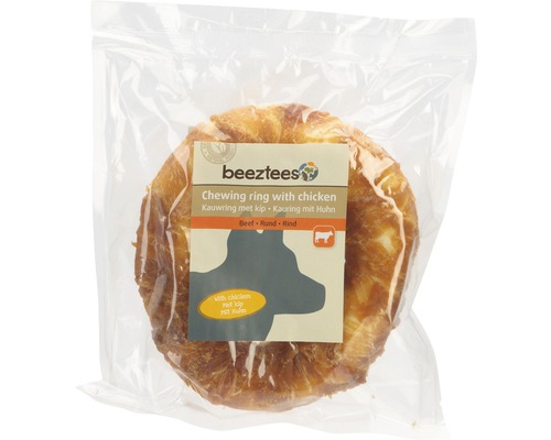 Hondensnack beeztees kauwring met kip 1x12,5 cm kauwartikel