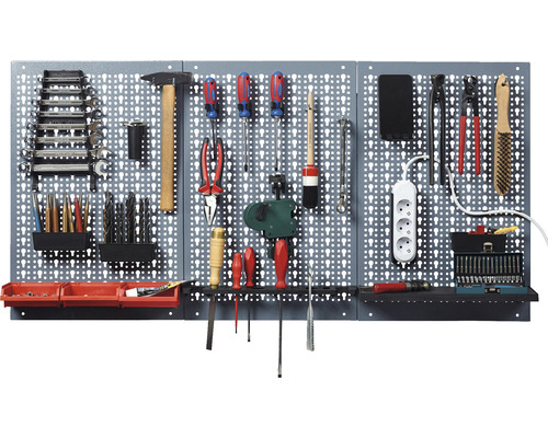Küpper geperforeerde wand, gehamerd zilver, 1200 mm, 3-delig