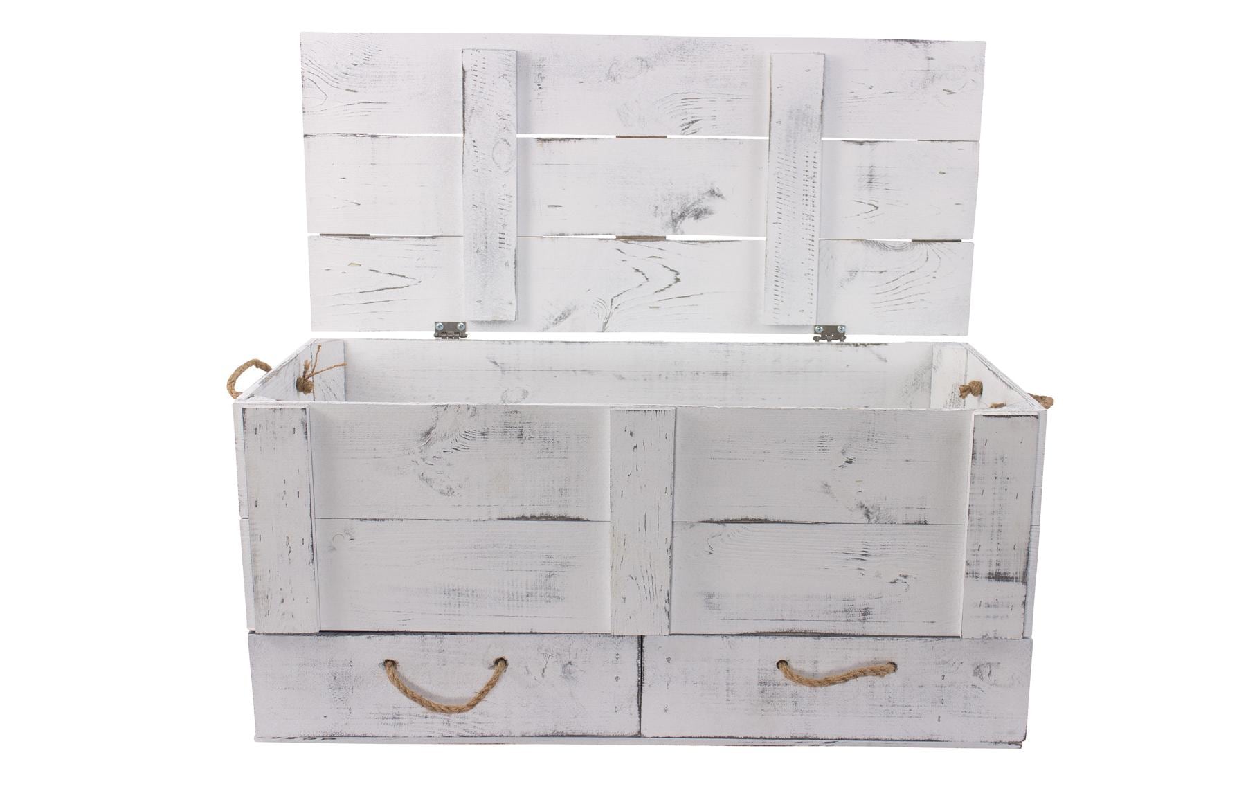 Holz Zollhaus Holzkiste »Vintage Shabby Weiss, 85 x 40 cm« Herkunftsland Ukraine, Holzart Kiefer