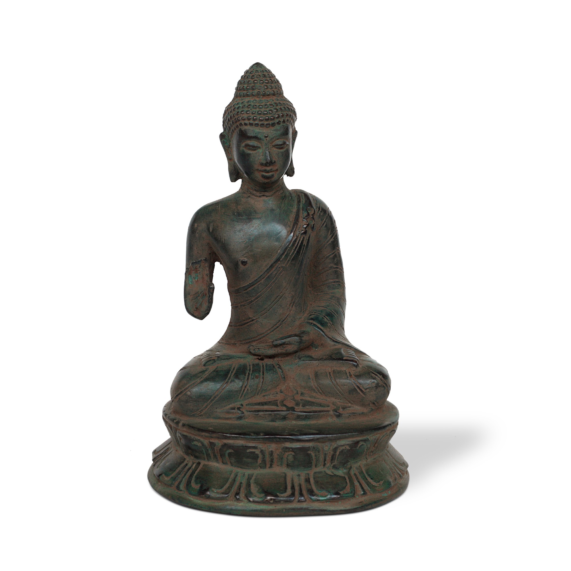 Bronze-Skulptur 'Buddha sitzend', H 18 cm, B 11 cm, T 10 cm von fischer's lagerhaus