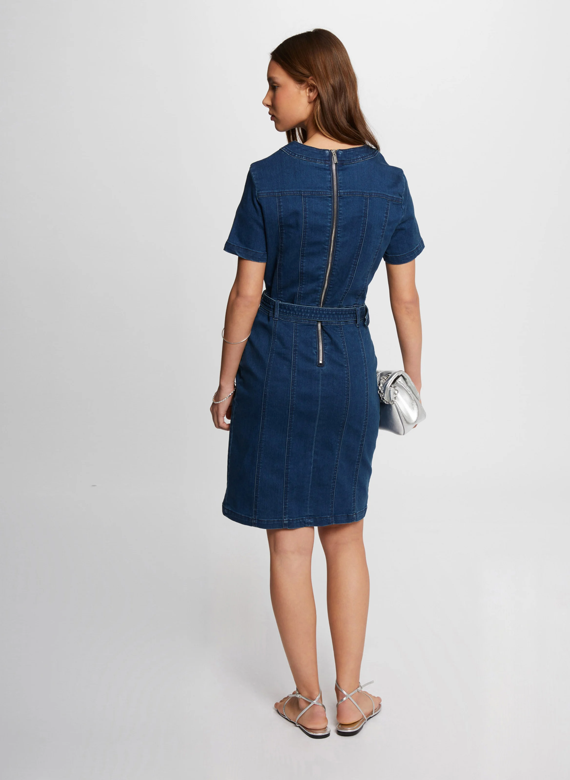 RILLY1 - Robe courte ajustée denim en coton mélangé | Bleu