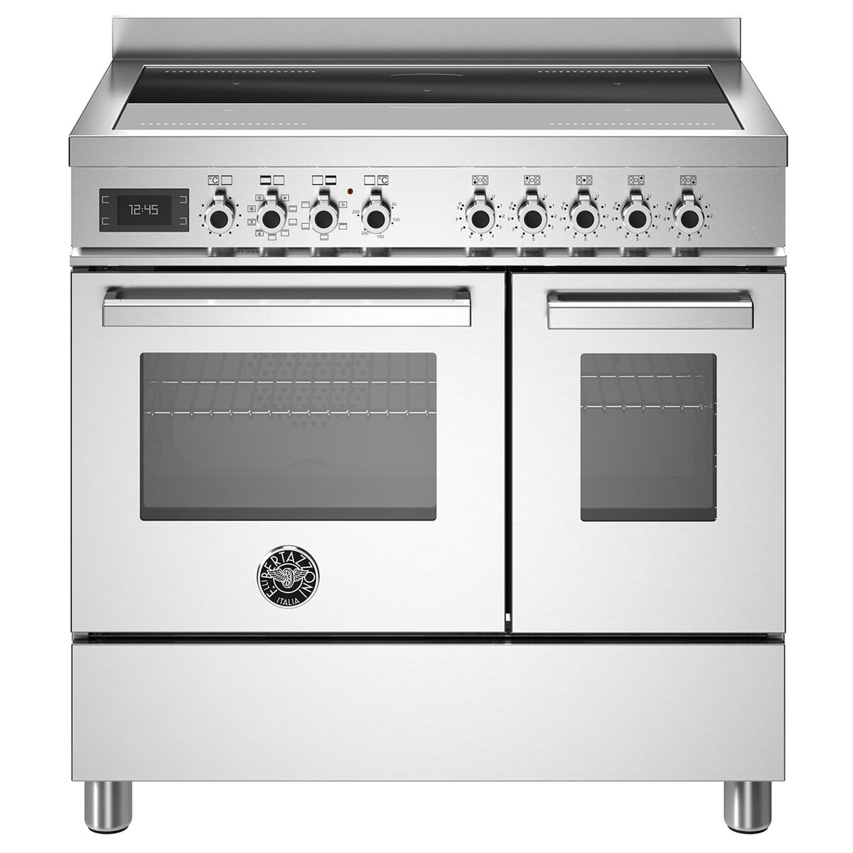 PRO95I2EXT Professional induksjonskomfyr med dobbelovn 90 cm, Rustfritt Stål