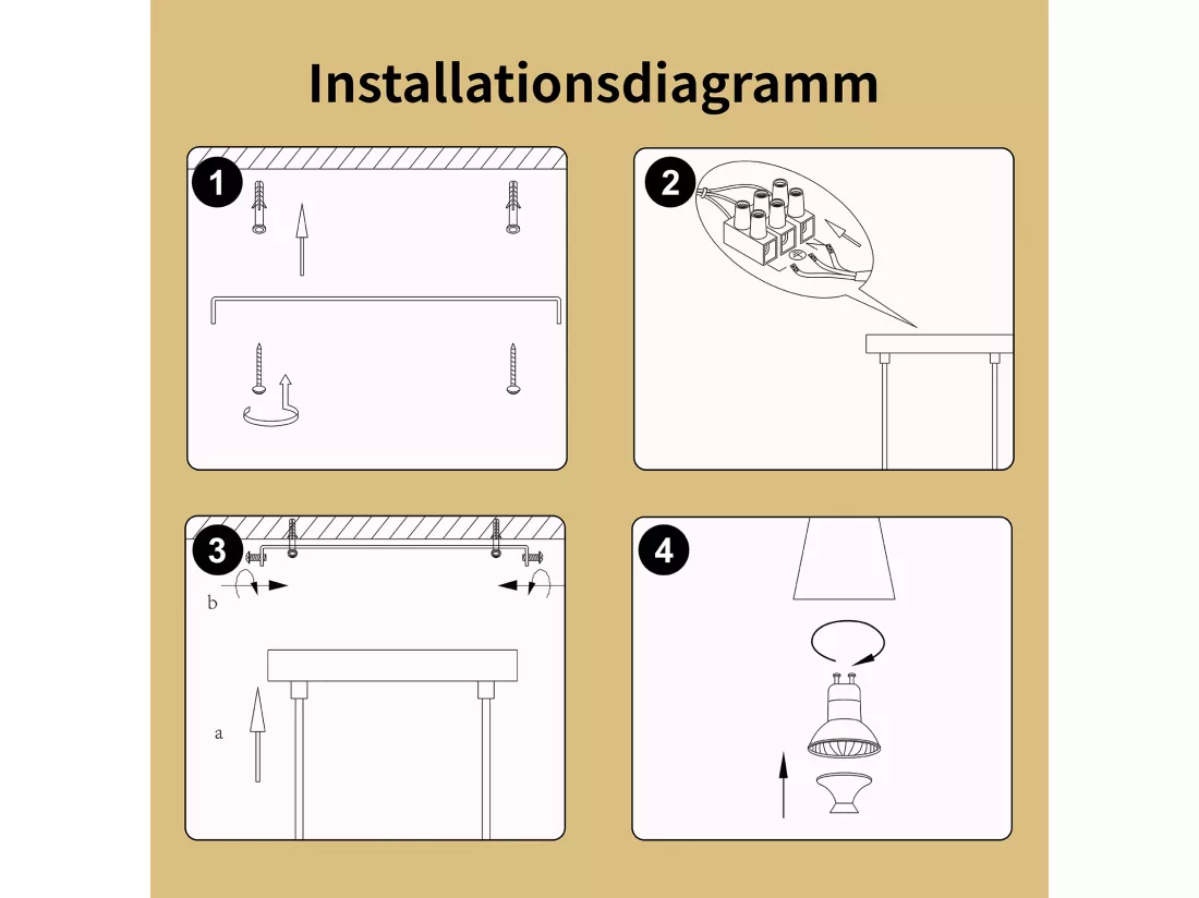 NETTLIFE Lampe suspendue table à manger suspension GU10 : lampe de salle à manger 6 ampoules en métal noir doré moderne industriel