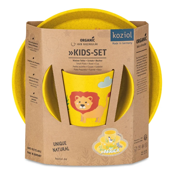 Koziol - Connect Kinder-Geschirrset Africa, organic yellow (3er-Set)