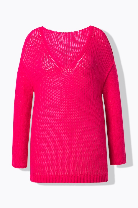 Pullover, oversized, Ballonärmel, V-Ausschnitt.