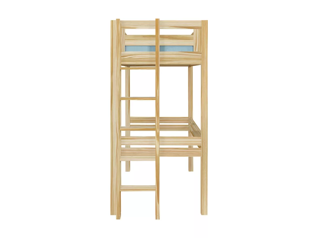 Pack Lit mezzanine 2 places avec matelas 120x190 cm bois massif bois naturel DORSÉ