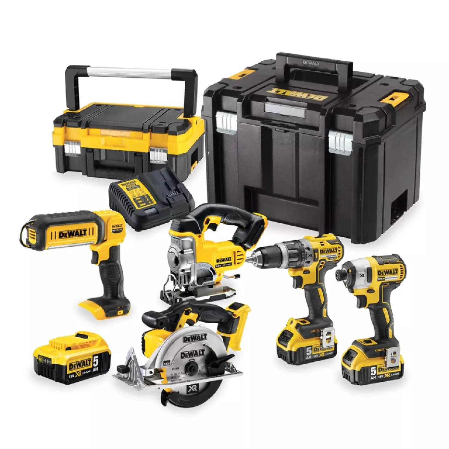 DeWALT DCK551P3T-QW 18V Li-in XR Accu 3-delige combiset (3x 5.0Ah accu) in 2 TSTAK koffers