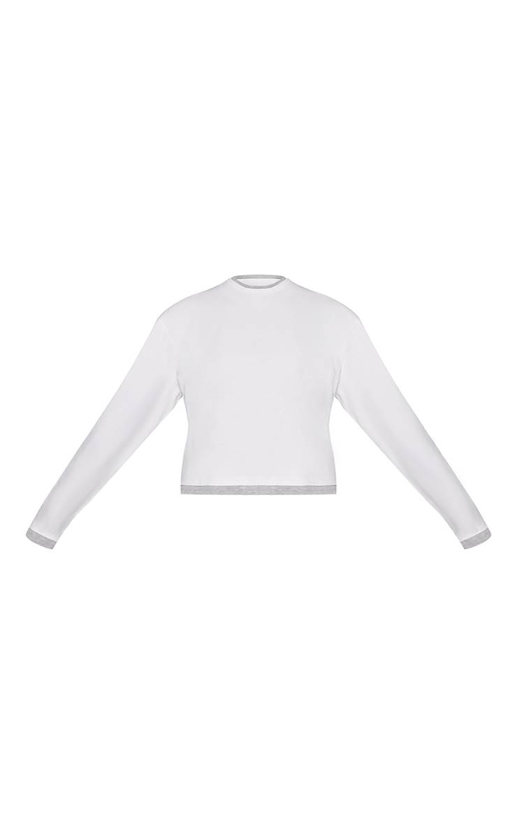 Blanc T-shirt À Manches Longues Avec Détail À Double Couche