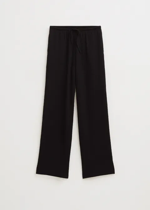 Rechte broek met structuur zwart (ZWART)