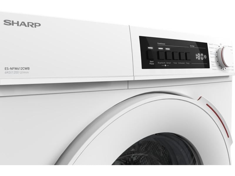 Sharp Waschmaschine ES-NFW612CWB-DE Links Frontlader mit 6 kg Ladekapazität