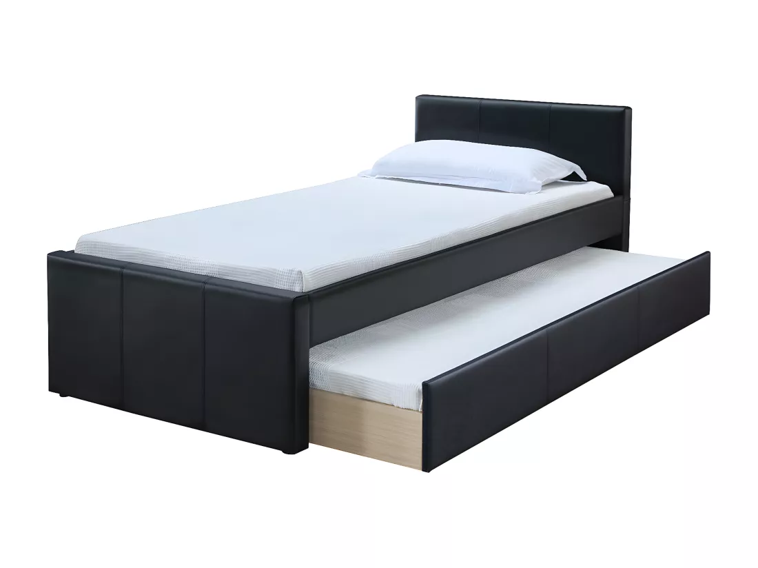 Lit gigogne noir mat 90x190 cm MACCO