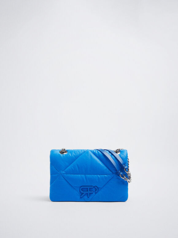 Bolsa acolchoada com corrente - Azul