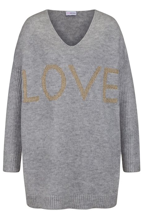 Long-Pullover, LOVE, Ripp-Langarm
