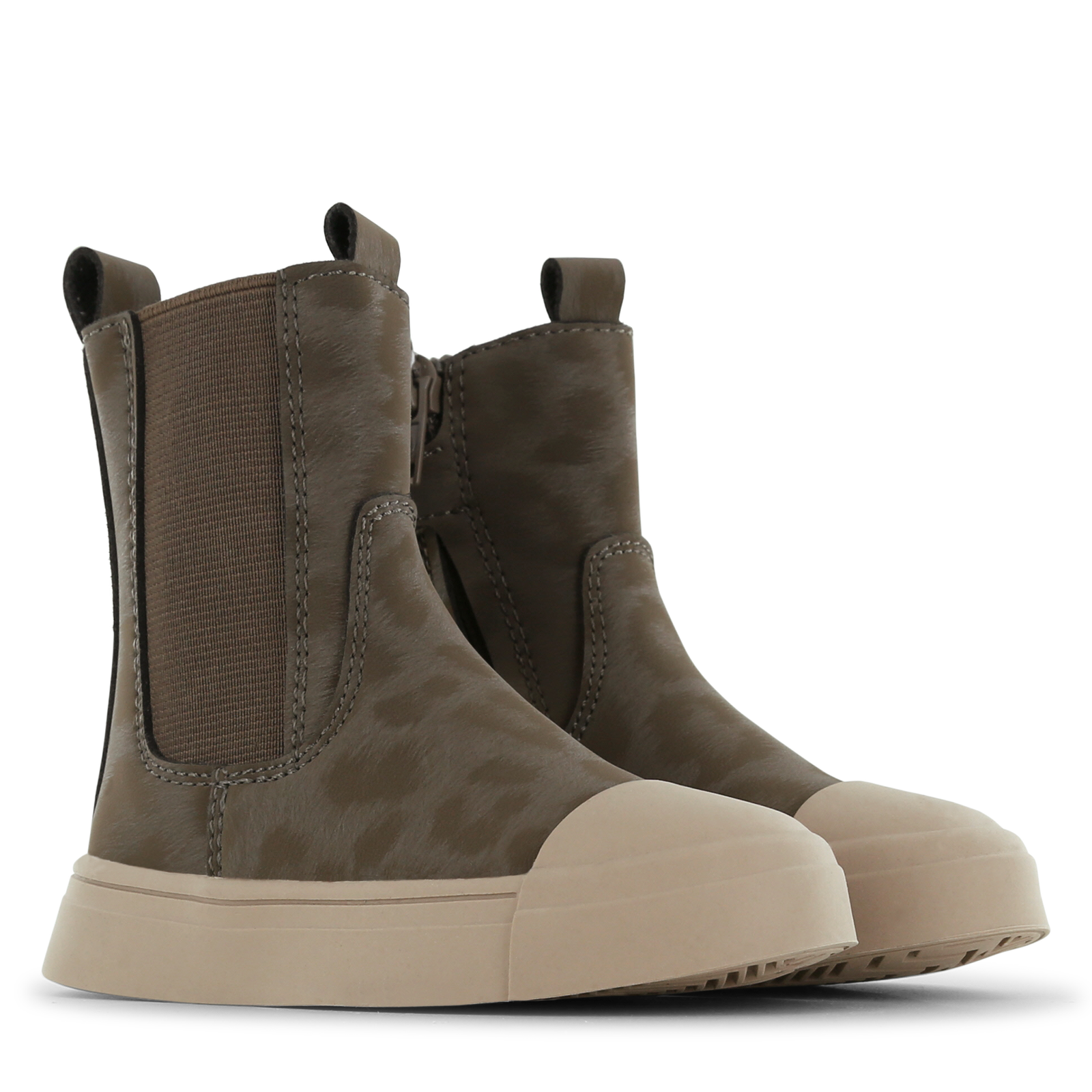Shoesme taupefarbener Chelsea Boot mit Leopard