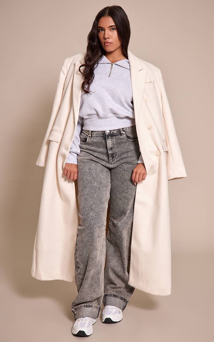 Gris Sweat-shirt Shape À Col Oversize Et Taille Cintrée