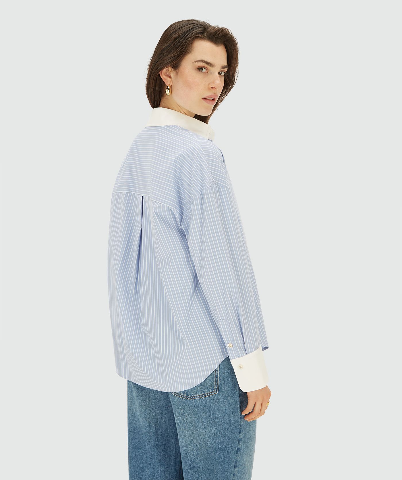 JV-CELESTINE oversized blouse met strepen - powder blue stripe