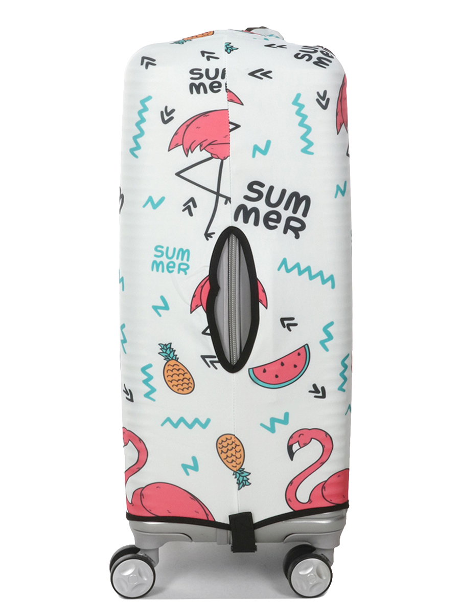 Housse de valise Periea White with Summer Flamingos M