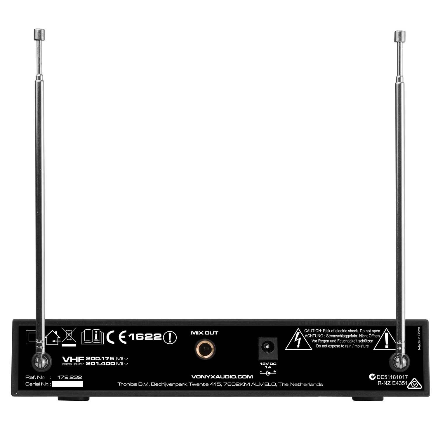 Vonyx WM522 draadloze microfoonset 200.175/201.400 MHz