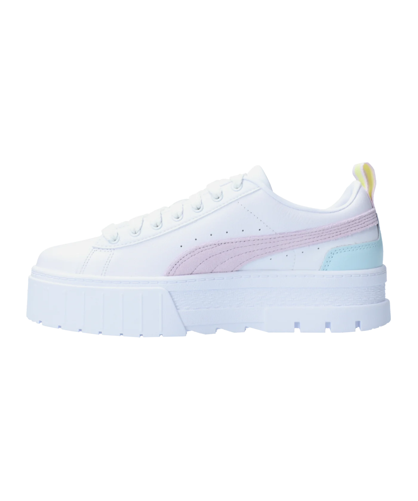 PUMA Mayze Leather Damen Weiss Lila Gold F10