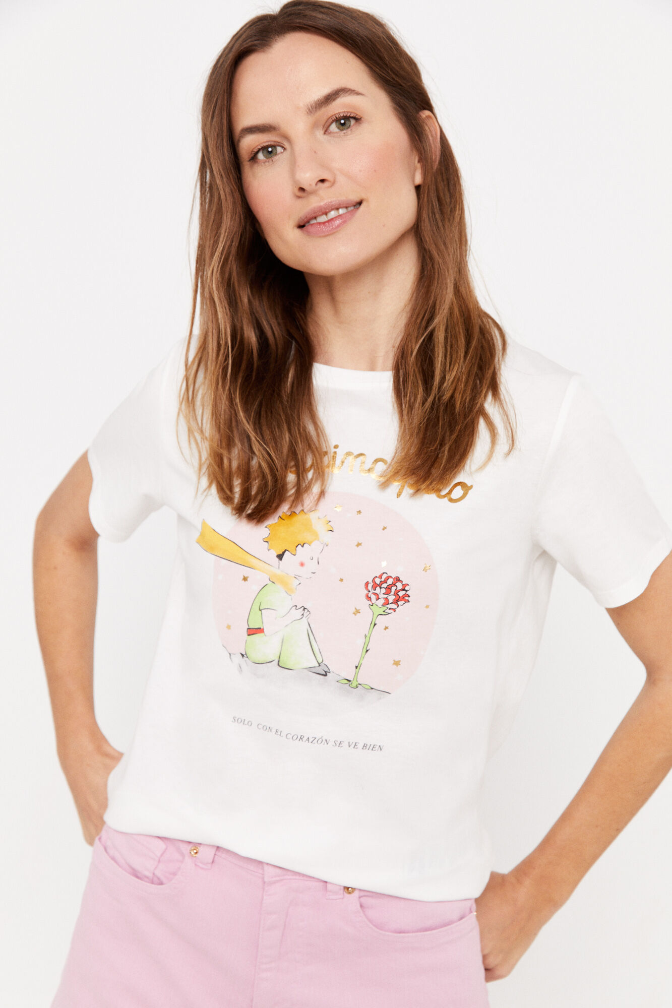 Camiseta com estampa branca