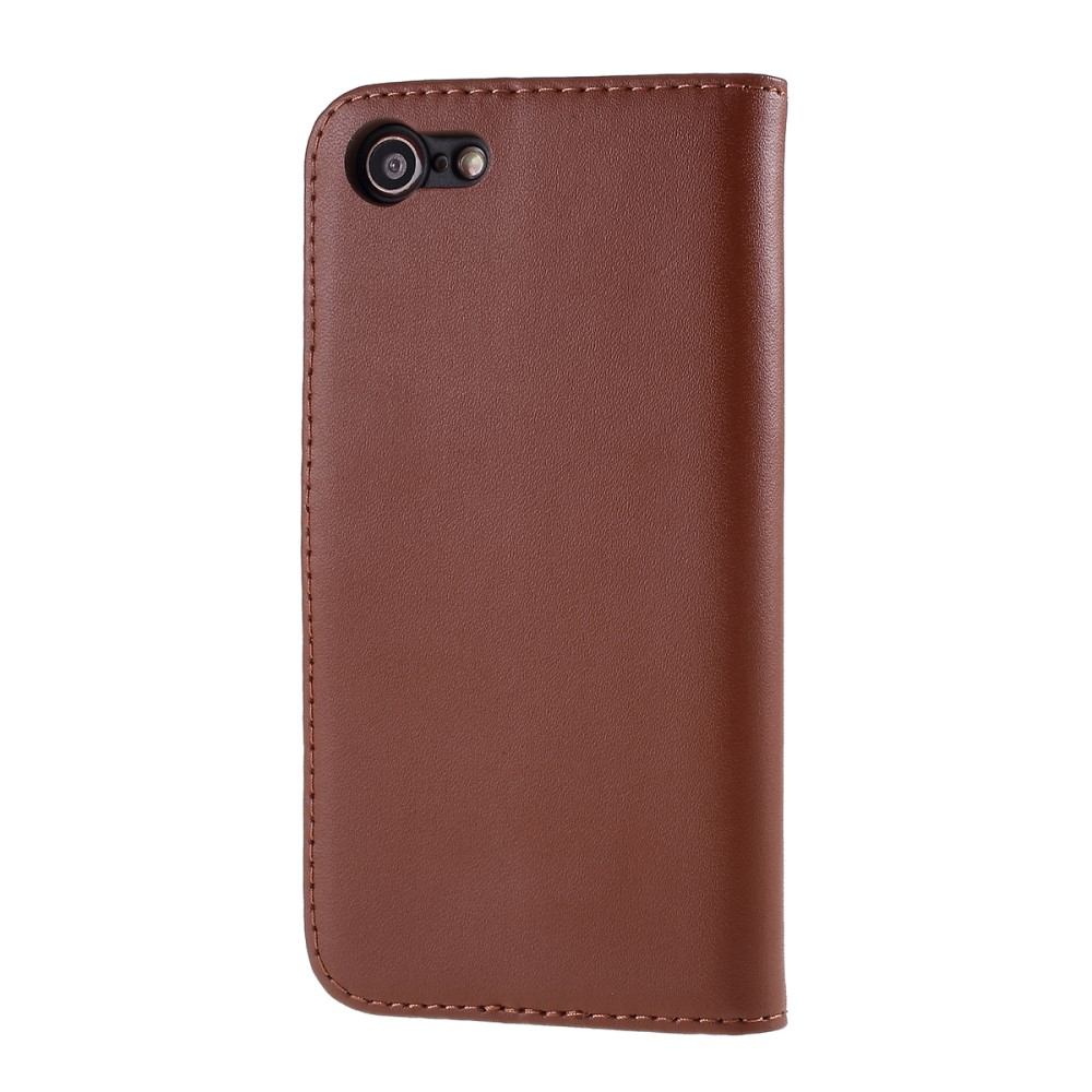 iPhone SE (2022/2020) / 8 / 7 Echtleder Tasche Flip Cover mit Karten Etui - Braun