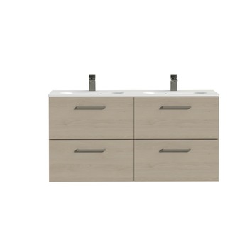 Tiger badkamermeubel Studio 120cm naturel eik/matwit met RVS greep