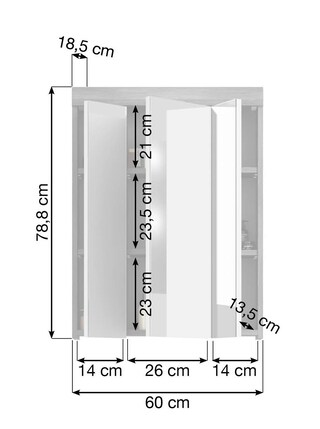 Spiegelschrank SCOUT 60 x 79 cm grau