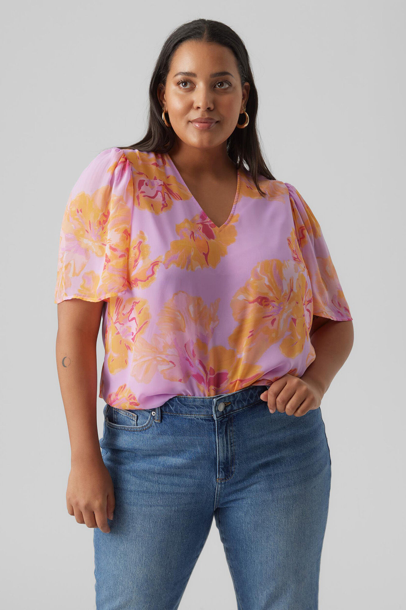 Blusa Curve de manga curta - Lilás