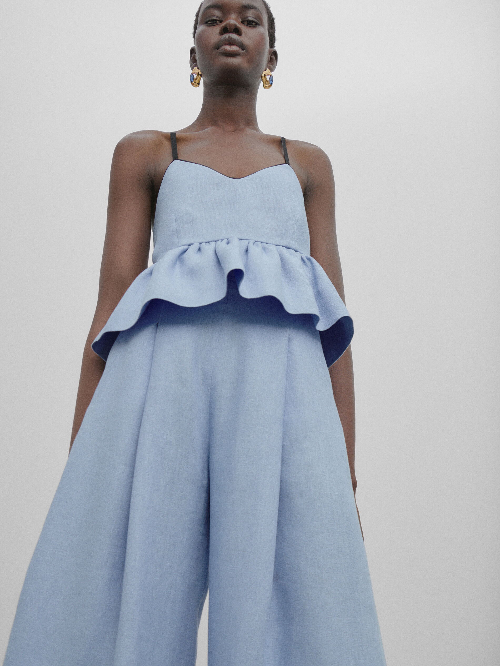 Top peplum Lino - Studio - CELESTE