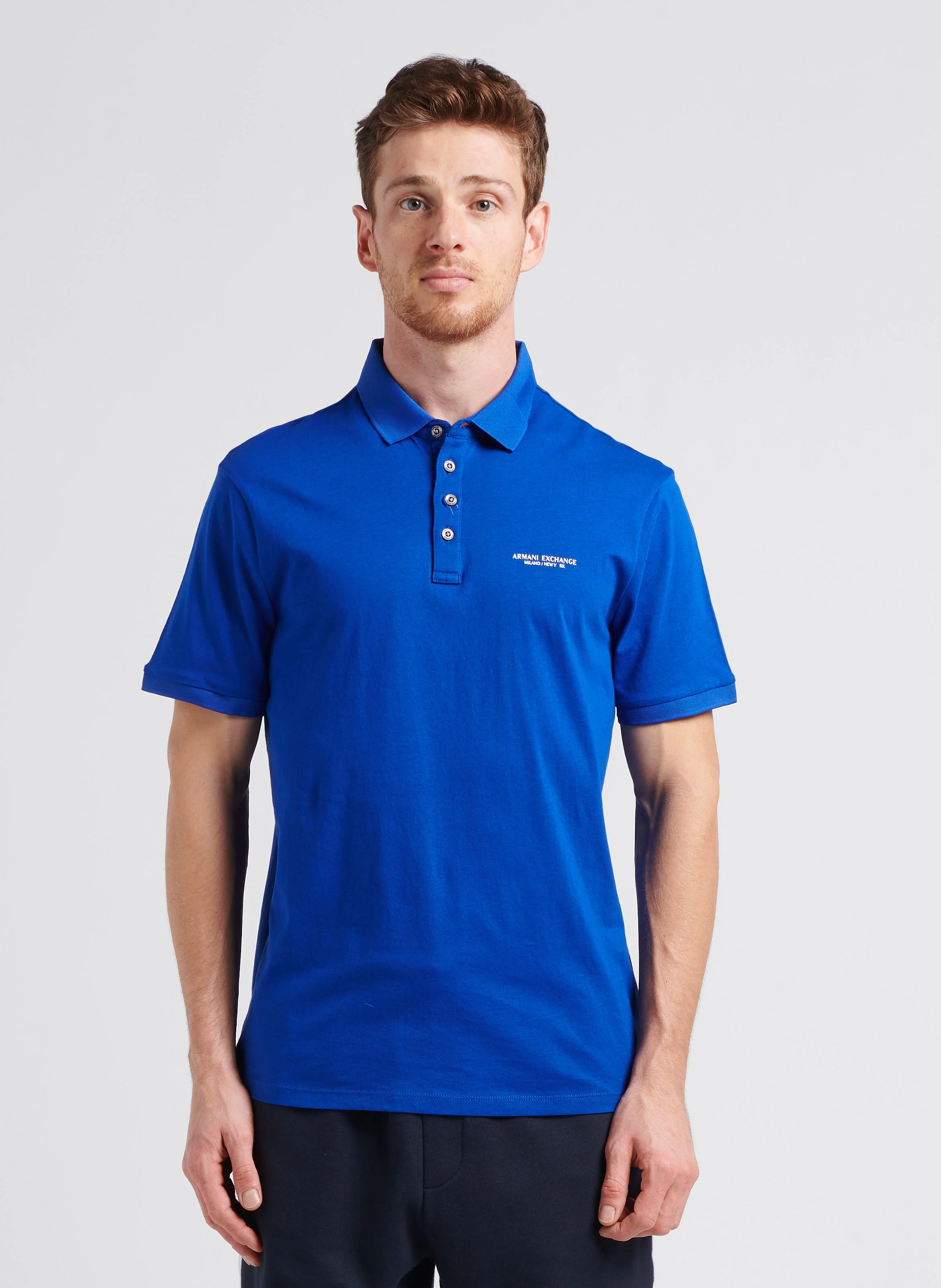 Polo regular-fit sérigraphié en coton | Bleu