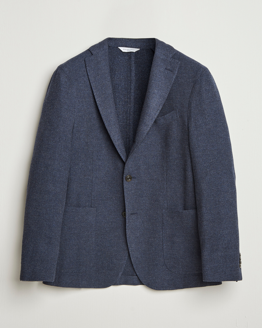 Boglioli K Jacket Cashmere/Wool Twill Blazer Dark Blue