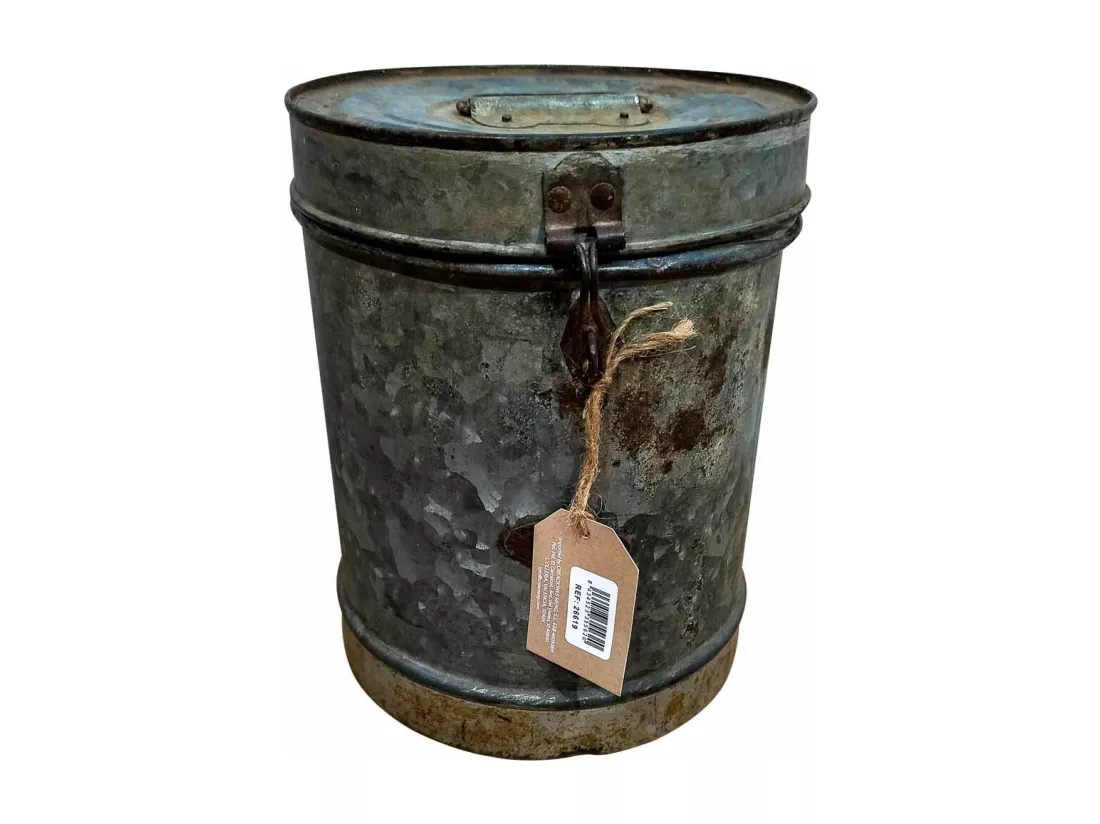 Bidon en metal marron 23x23x29h