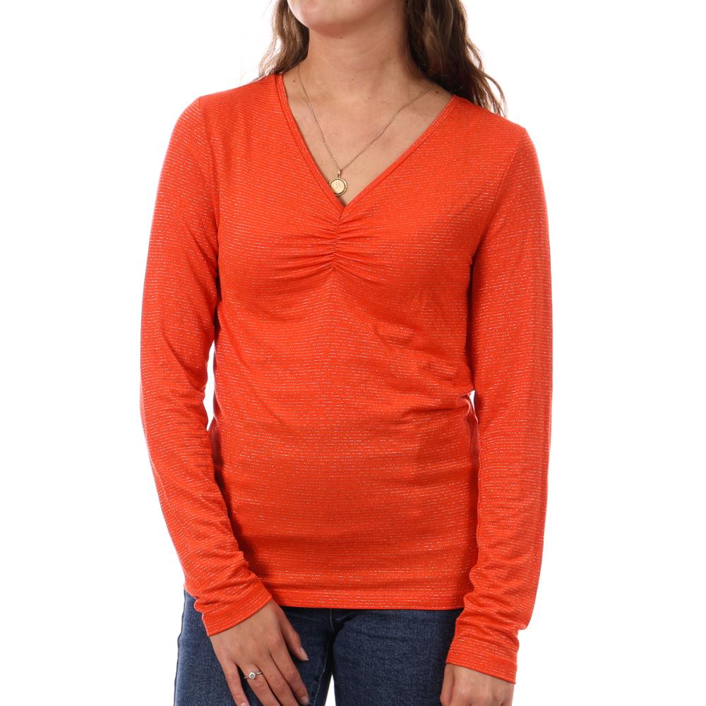 Pieces T-shirt Orange à rayures Femme Pieces Tamara