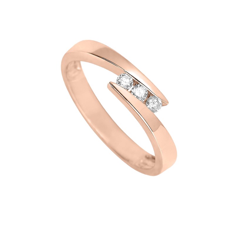 Bague Femme - Or 18 Carats - Diamant 0.12 Carats