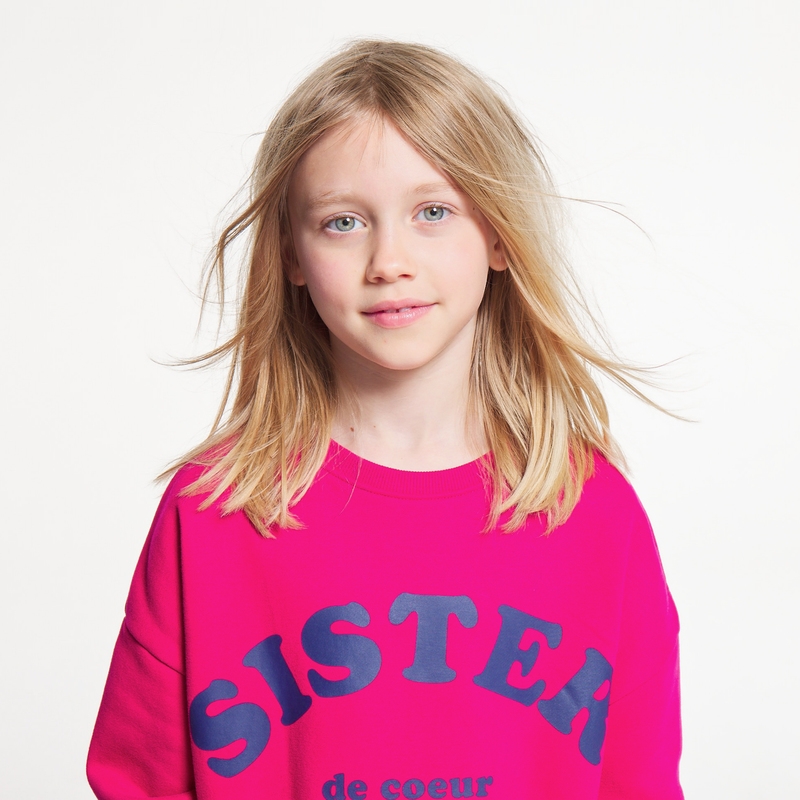 Sweat-shirt à message rose fille