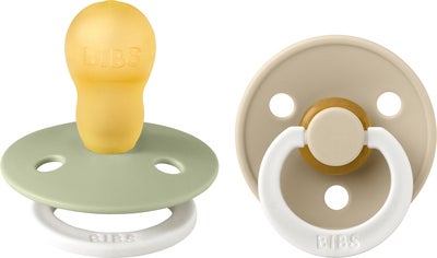 BIBS Colour Smokk 2-Pack Lateks Str 3 Rund, Sage GLOW/Vanilla GLOW