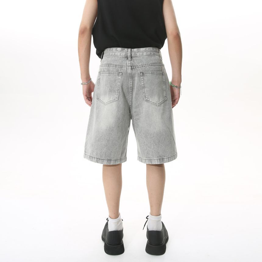 FAERIS - Mid Rise Washed Denim Shorts