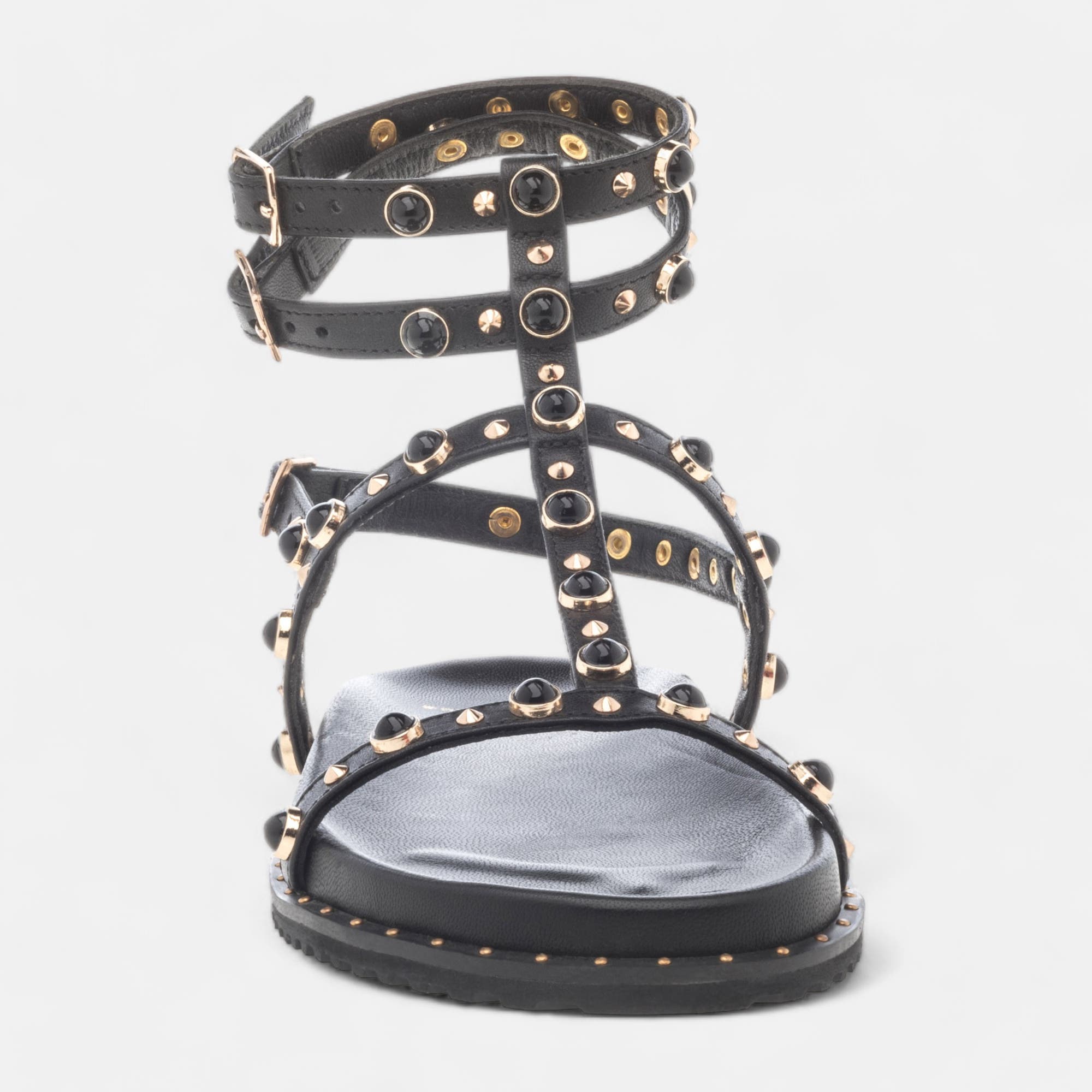 Sandales Femme en cuir noir