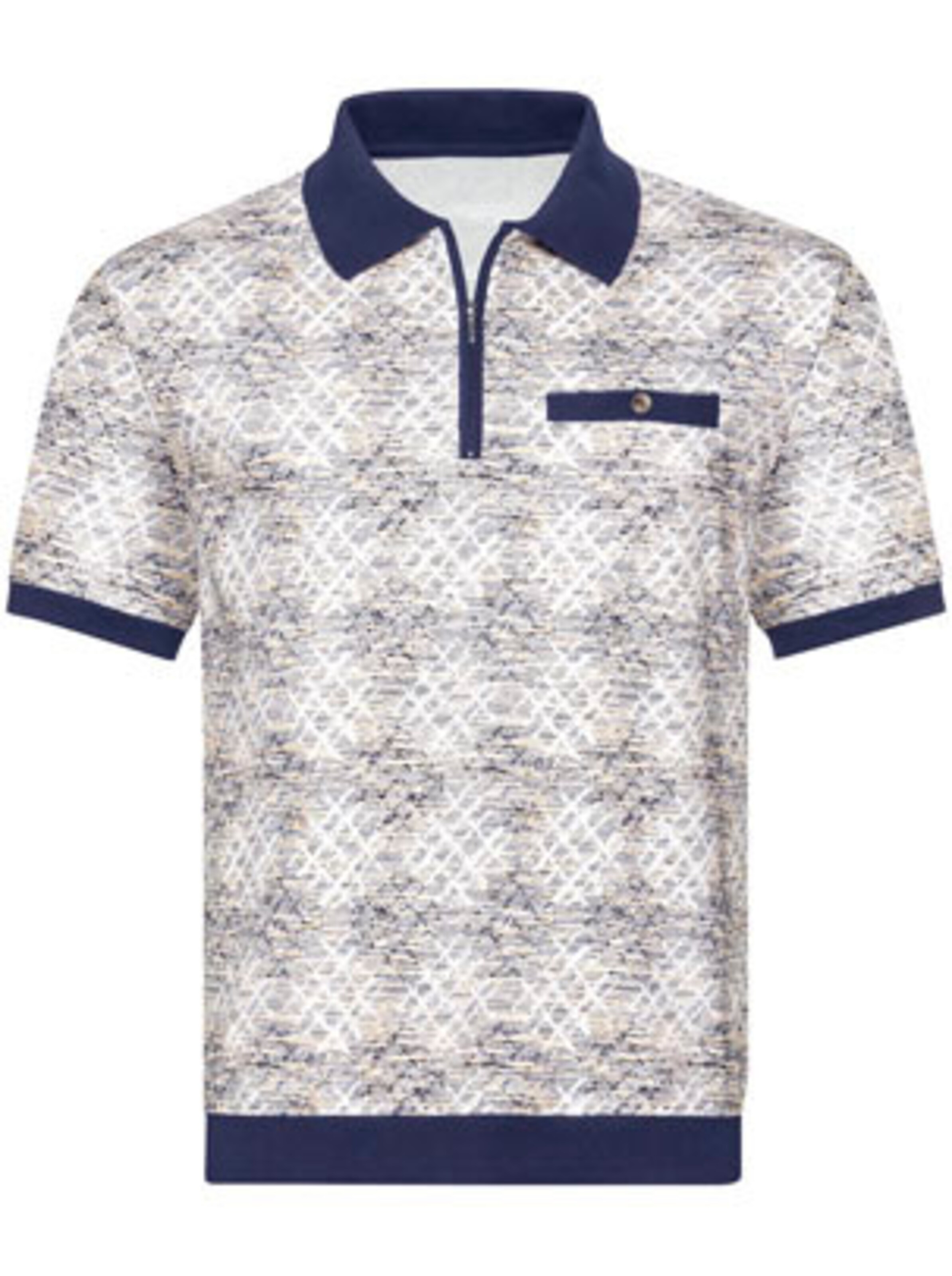 Marco Donati Kurzarm-Poloshirt in blau-bedruckt
