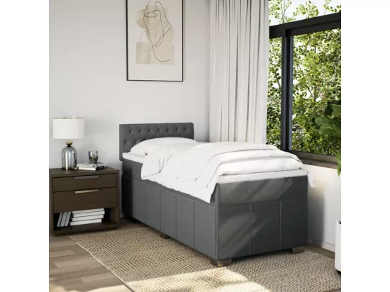 Sommier à lattes de lit et matelas Gris foncé 90x190 cm Tissu