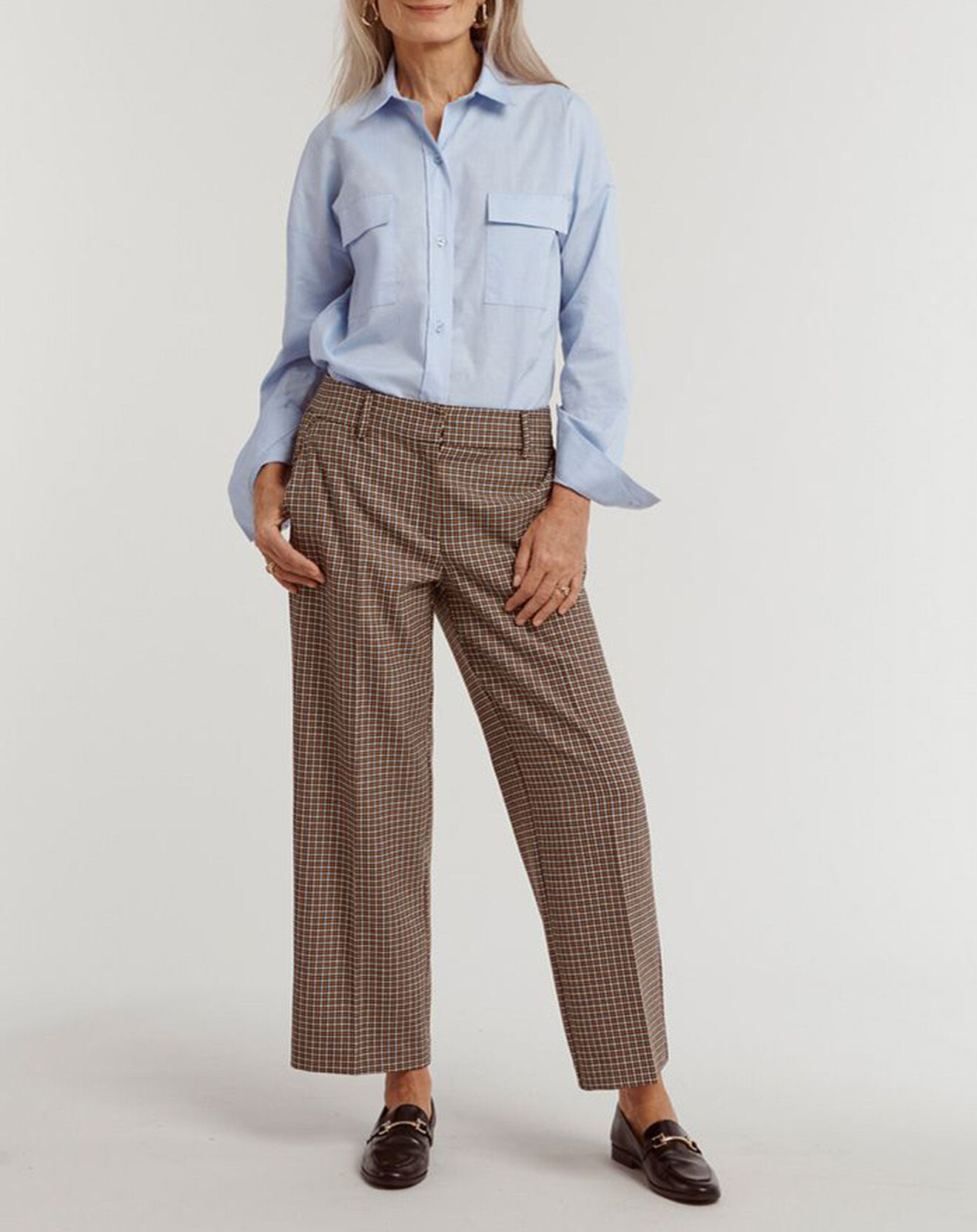 Devernois Pantalon Palibrit 7/8 ème à carreaux marron