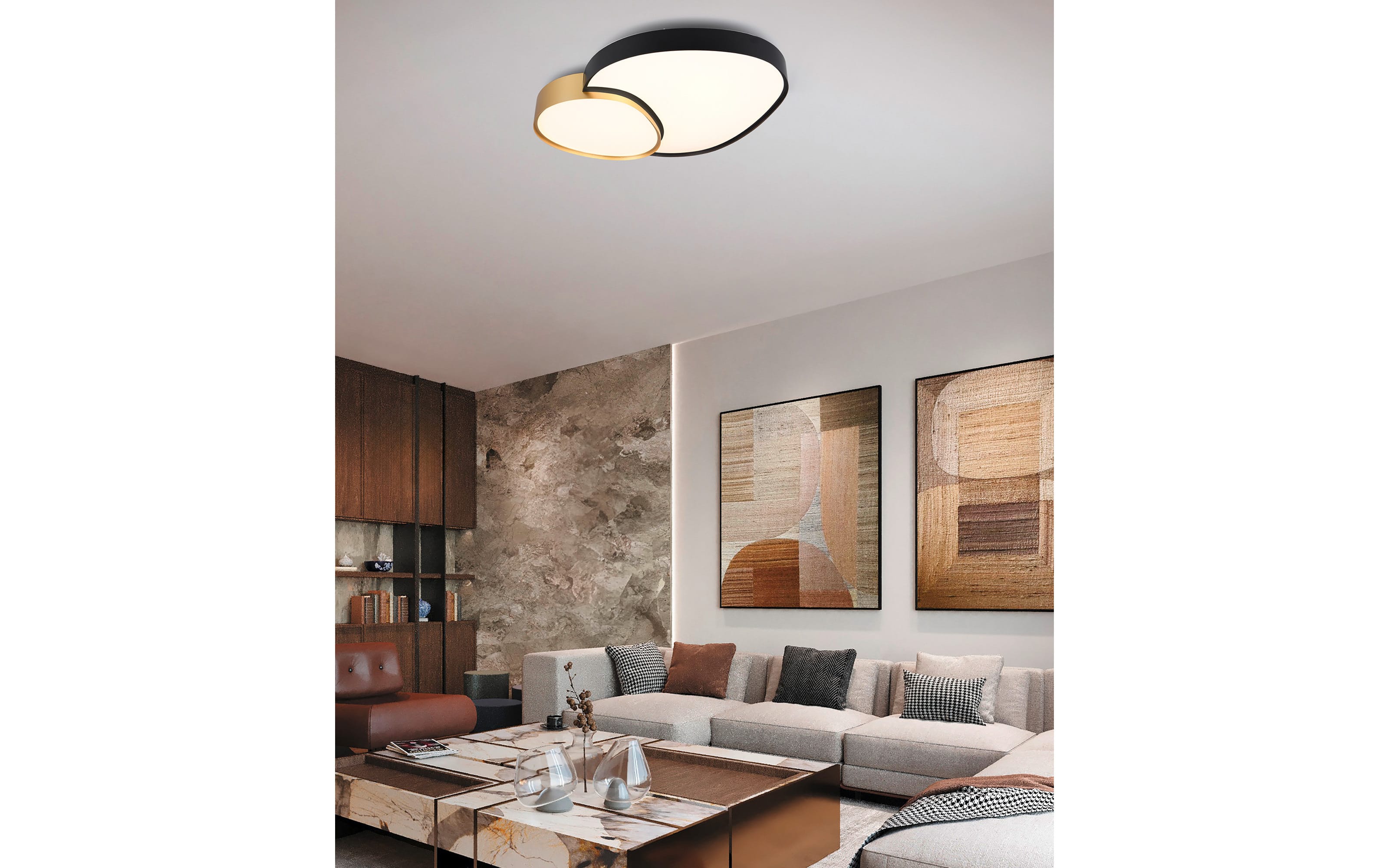LED-Deckenleuchte CCT Rise, schwarz/gold, 77 cm, inkl. Fernbedienung
